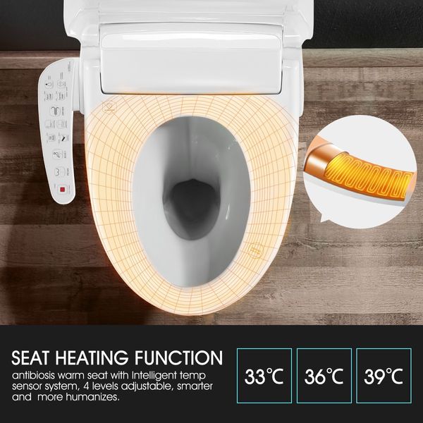 Smart Toilet Seat Automatic Bidet Cover Electronic Heated Massage Washlet Seat