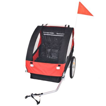 Kids' Bicycle Trailer 30kg - Red and Black