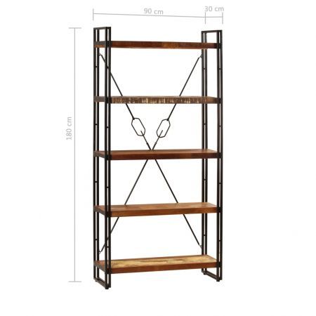 5-Tier Bookcase 90x30x180 cm Solid Reclaimed Wood