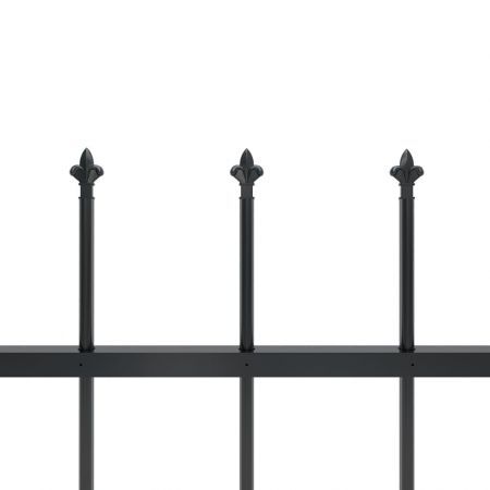 Garden Fence with Spear Top Steel 5.1x1.5 m Black