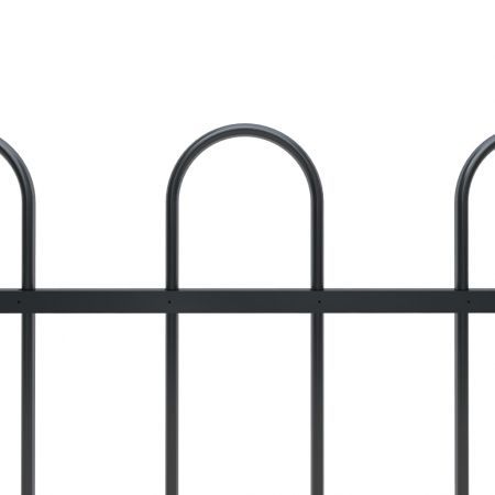 Garden Fence with Hoop Top Steel 6.8x0.8 m Black