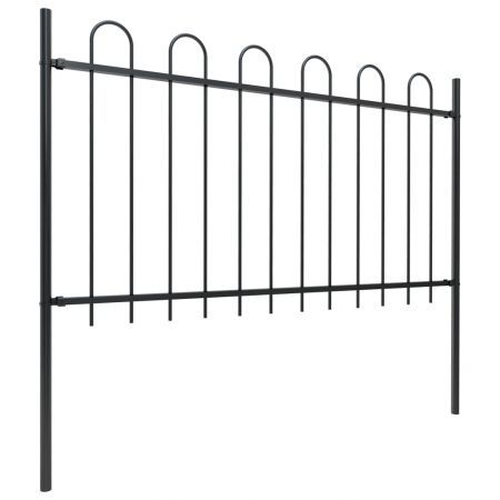 Garden Fence with Hoop Top Steel 5.1x1 m Black