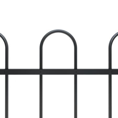 Garden Fence with Hoop Top Steel 5.1x1 m Black