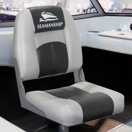 Seamanship Set of 2 Folding Boat Seats Seat Marine Seating Set Swivels All Weather Charcoal & Grey