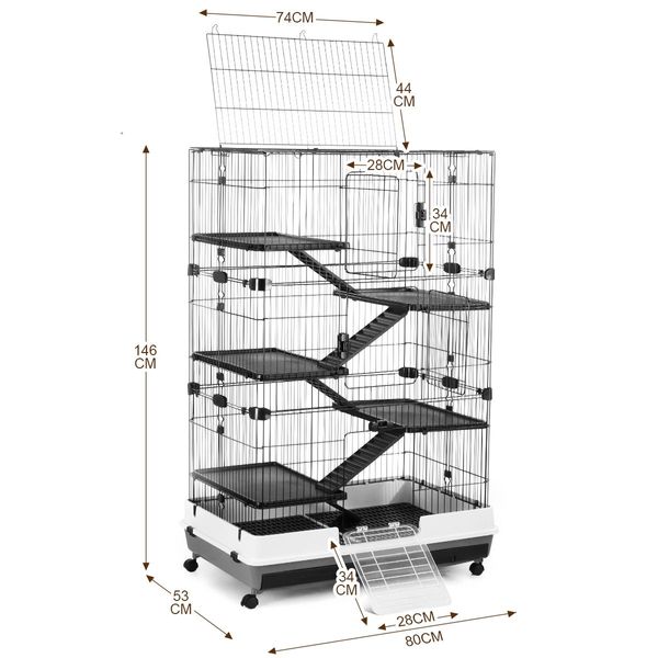 Rabbit Cage Bunny Metal Cage Cat Ferret Hutch Guinea Pigs House Small Animal Home Indoor Outdoor 5-Levels