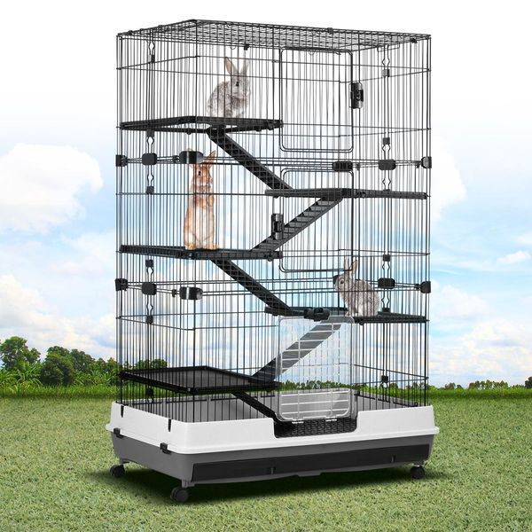 Rabbit Cage Bunny Metal Cage Cat Ferret Hutch Guinea Pigs House Small Animal Home Indoor Outdoor 5-Levels