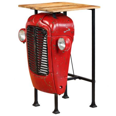 Tractor Bar Table Solid Mango Wood Red 60x60x107 cm