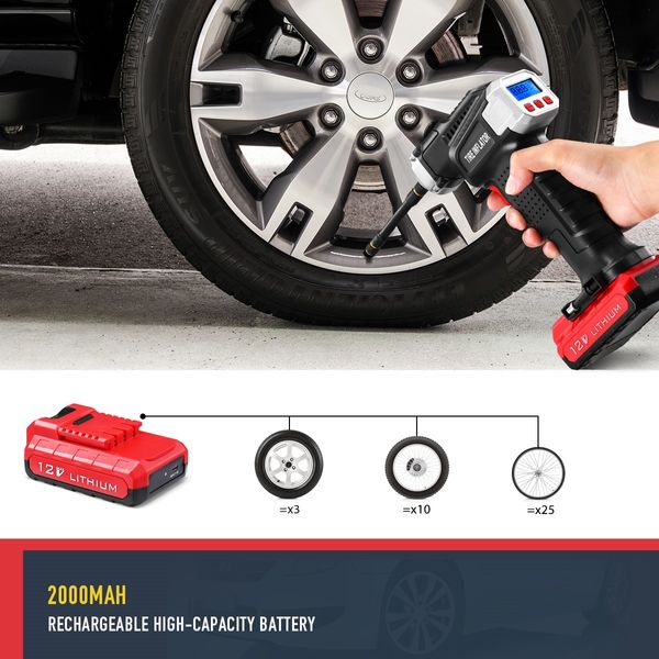 Rechargeable Cordless Tyre Inflator Car Tyre Pump with Digital LCD 11V