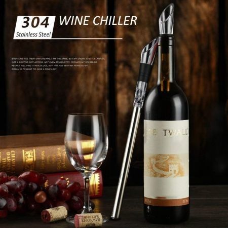 Ice Red Wine Bottle Stainless Steel Cooler Chiller Stick Container Freezer 3 in 1 with Aerator and Pourer