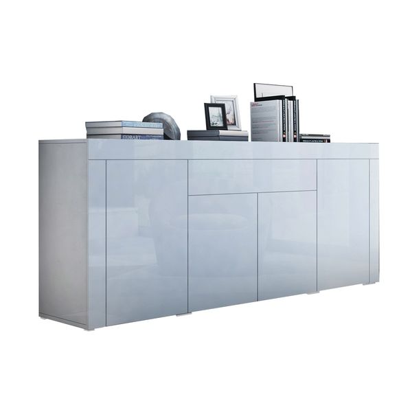 Sideboard Buffet Cabinet Table 4 Doors 1 Drawer High Gloss Front Storage Cupboard White