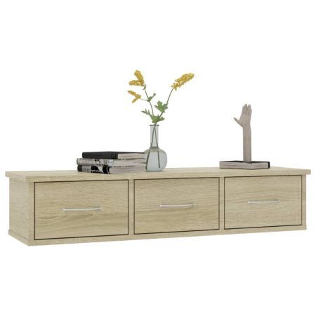 Wall-mounted Drawer Shelf Sonoma Oak 90x26x18.5 cm Chipboard