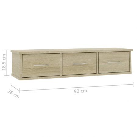 Wall-mounted Drawer Shelf Sonoma Oak 90x26x18.5 cm Chipboard