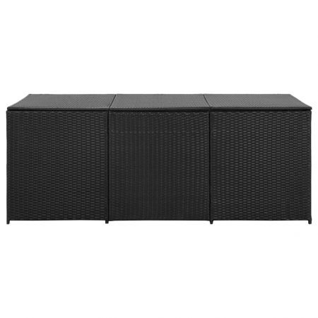 Garden Storage Box Poly Rattan 180x90x75 cm Black