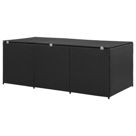 Garden Storage Box Poly Rattan 180x90x75 cm Black