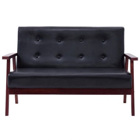 vidaXL 2-Seater Sofa Black Faux Leather