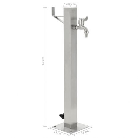 vidaXL Garden Water Column Stainless Steel Square 65 cm