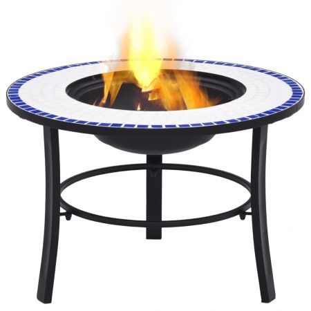 vidaXl Mosaic Fire Pit Blue and White 68cm Ceramic