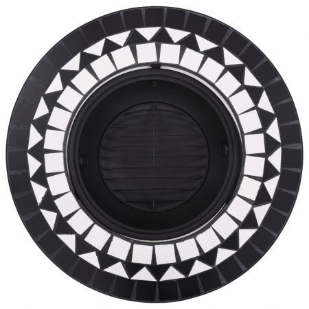 vidaXl Mosaic Fire Pit Black and White 68cm Ceramic