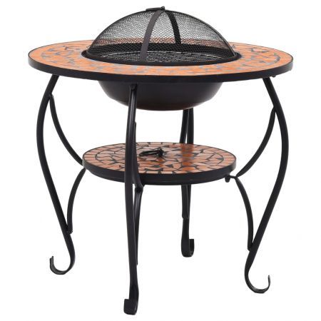 vidaXL Mosaic Fire Pit Table Terracotta 68 cm Ceramic