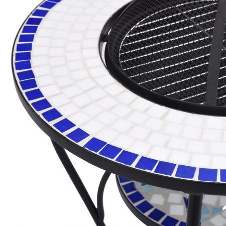 vidaXL Mosaic Fire Pit Table Blue and White 68 cm Ceramic