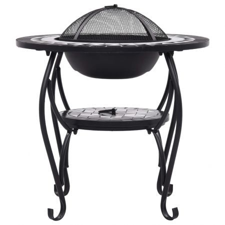 vidaXL Mosaic Fire Pit Table Black and White 68 cm Ceramic