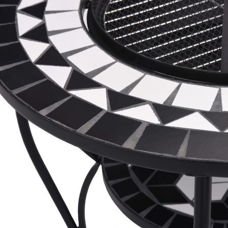 vidaXL Mosaic Fire Pit Table Black and White 68 cm Ceramic