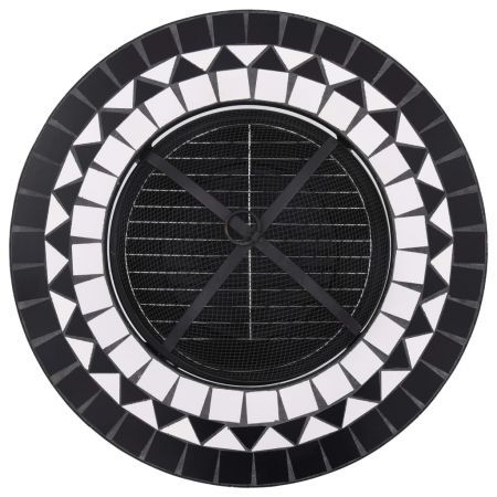 vidaXL Mosaic Fire Pit Table Black and White 68 cm Ceramic