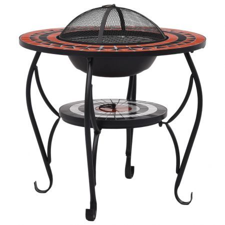 vidaXL Mosaic Fire Pit Table Terracotta and White 68 cm Ceramic