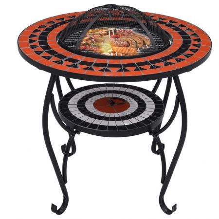 vidaXL Mosaic Fire Pit Table Terracotta and White 68 cm Ceramic