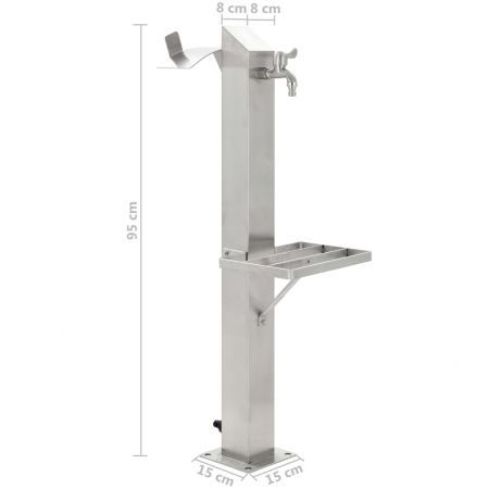 vidaXL Garden Water Column Stainless Steel Square 95 cm