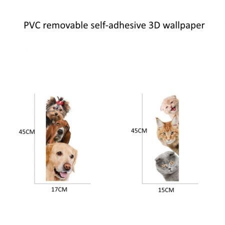 3D Wall Stickers Cats Dogs PVC Self Adhesive Removable DIY Decoration