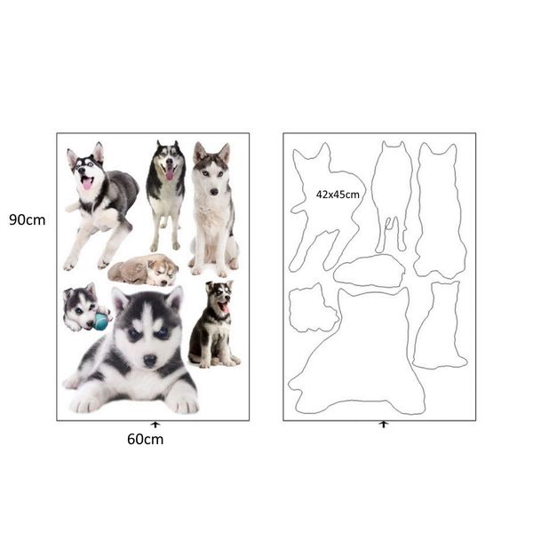 3D Wall Stickers Dogs PVC Self Adhesive Removable DIY Decoration Husky