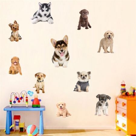 3D Wall Stickers Dogs PVC Self Adhesive Removable DIY Decoration mixed collections