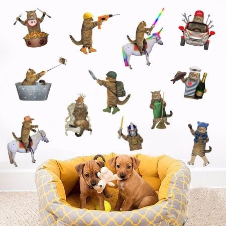 3D Wall Car Cabinet Stickers Cats PVC Self Adhesive Removable DIY Decoration