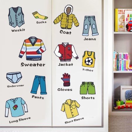 Boys Clothing Label and Alphabet Wall Sticker  Wardrobe Classification Tips Storage Organizing Nursery Room Decor