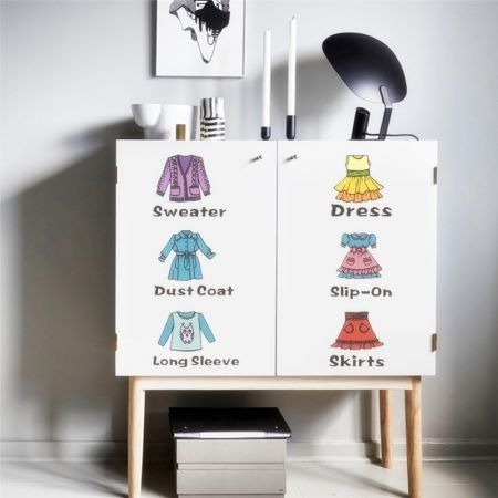 Girls Clothing Label and Alphabet Wall Sticker  Wardrobe Classification Tips Storage Organizing Nursery Room Decor