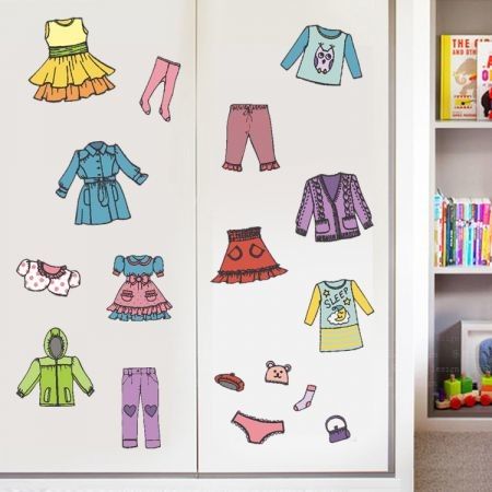 Girls Clothing Label and Alphabet Wall Sticker  Wardrobe Classification Tips Storage Organizing Nursery Room Decor