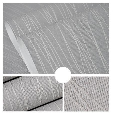 3D Self Adhesive Non-Woven Wall Paper 53CMX5M Silver Grey