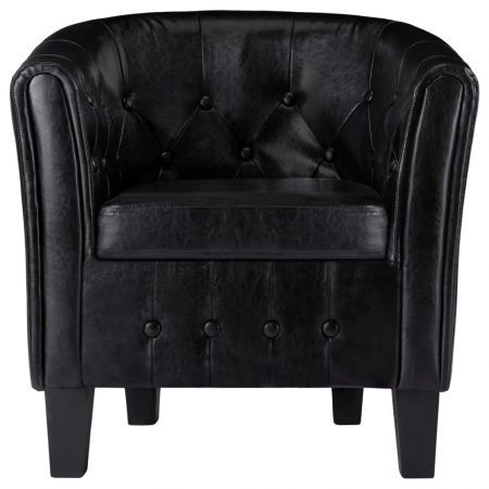 Tub Chair Black Faux Leather