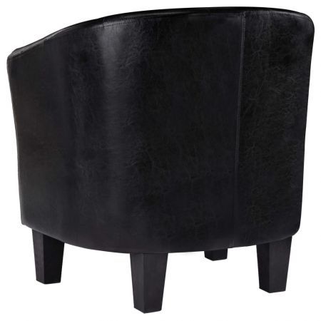 Tub Chair Black Faux Leather