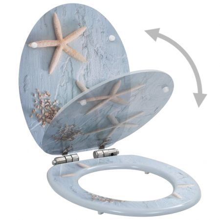 WC Toilet Seats 2 pcs with Soft Close Lids MDF Starfish Design