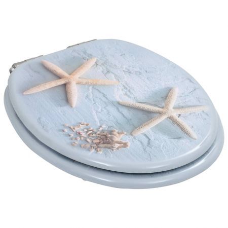 WC Toilet Seats 2 pcs with Soft Close Lids MDF Starfish Design