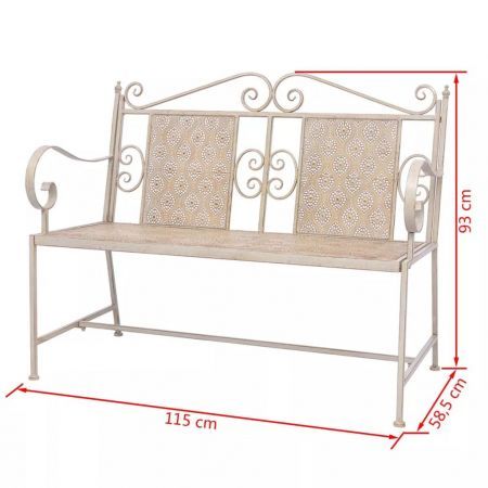 Garden Bench 115 cm Steel White