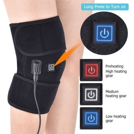 Heating Knee Pads Knee Brace Support Pads Thermal Heat Therapy Wrap Hot Compress Knee Massager for Cramps Arthritis Pain Relief(Black)