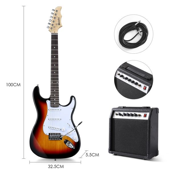 39 Inch Full Size Electric Guitar w/ 25W Rock Amplifier Guitar Stand Beginner Accessory Kit Melodic