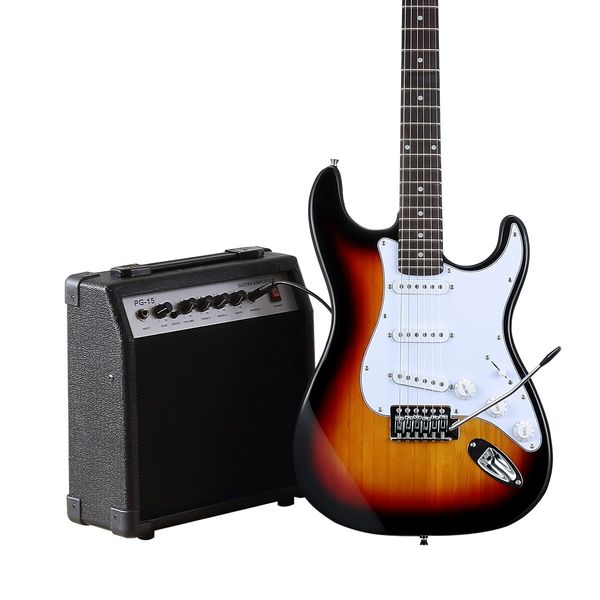 39 Inch Full Size Electric Guitar w/ 25W Rock Amplifier Guitar Stand Beginner Accessory Kit Melodic