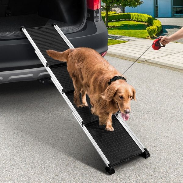 Dog Pet Car Ramp Doggy Stairs Cat Steps Puppy Climbing Ladder for SUV Truck Extra Long Aluminium