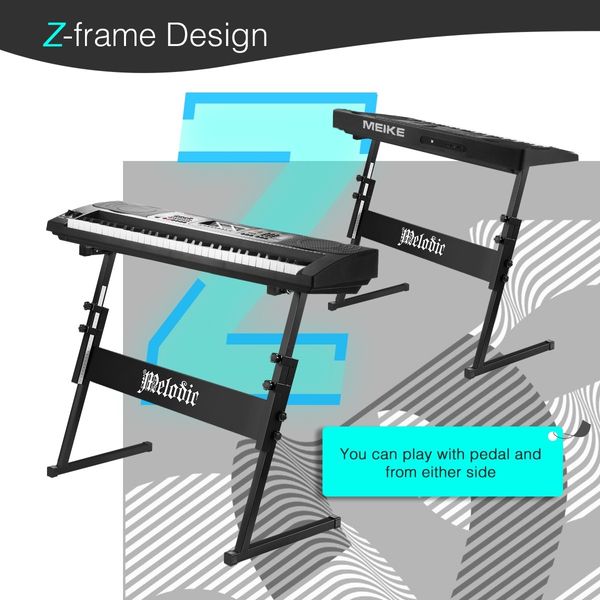 Z Style Keyboard Stand for 54/61 Keys Keyboard Piano Height Adjustable Holder Melodic