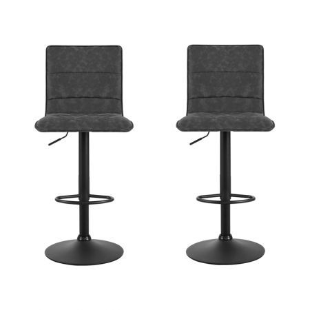 Artiss 2x Bar Stools Gas Lift Vintage Leather Grey