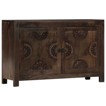 Sideboard with Carved Design 110x35x70 cm Solid Mango Wood